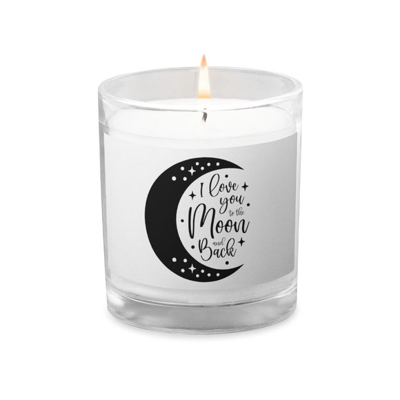 "I love you to the moon, and back" Elegant Glass jar candle (Customizable) - Picture 2 of 2